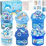 AMCHLEL 6 Stück Fluffy Slime Set, Fluffy Butter Slime Set, Farbverlauf Blau...