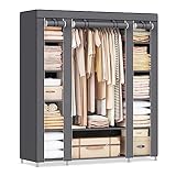 SONGMICS Kleiderschrank, Stoffschrank, 12 mit Kleiderstange und Ablagen, Stabiler Schrank,...