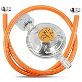BRADAS® Gasregler Druckminderer 37 mBar - 1,5 kg/h Mit Gasschlauch 1 m Länge +...