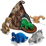 Prextex Dinosaurier VulkanHaus mit 5 Plüsch Dinosauriern Super Kinder
