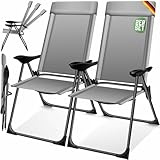 KESSER® 2er Set Gartenstuhl Hochlehner Alu Klappstuhl 7-Fach Verstellbar mit Armlehnen...