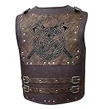 HiiFeuer Wikinger-Krieger PU Leder Brustpanzer, Retro Ritter Leder Körperpanzer,...