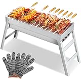 CIRULLI Tragbarer Holzkohlegrill aus Edelstahl–Kompakter,Klappbarer BBQ Grill...