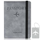 Reisepasshülle, Kunstleder Passhülle mit RFID-Blocker, Impfpass Hülle, Schutzhülle...