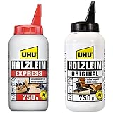 UHU Holzleim Express Flasche, Universeller und besonders schnell trocknender Weißleim -...
