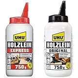 UHU Holzleim Express Flasche, Universeller und besonders schnell trocknender...