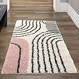 Teppich-Traum Läufer Designerteppich mit runden Formen in Creme-rosa, Größe...