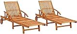 Emmtore 2X Akazienholz Massiv Sonnenliege Klappbar Relaxliege Liegestuhl Gartenliege...