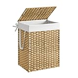 SONGMICS Wäschekorb, Wäschesammler 90 L, Wäschebox aus synthetischem Rattan, mit Deckel...
