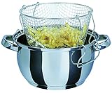 GSW 488204 FRITTIERTOPF mit Einsatz und gegossenem Glasdeckel 22cm / ca. 3,0 Liter,...