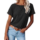 Tshirt Damen T Shirt Damen Locker Kurzarm Bluse Tops Sportshirt Mit V-Ausschnitt Loose Fit...