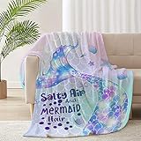 SCWIBLONN Meerjungfrauen-Decke mit niedlichem Schwanz, Glitzer, Kristall, Fleece, Flanell,...