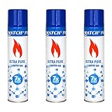 3X 300 ml Feuerzeuggas zum Nachfüllen mit Adaptern | Butangas für...