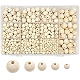 TOAOB 1050 Stück Natürliche Runde Holzperlen Set 6 bis 14mm Gemischte Größe...