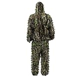 PELLOR 3D Ghillie Tarnanzug, Jungle Regenponcho Ghillie Suit Camouflagemit Tarnkleidung...