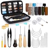 58 PCS Leder Nähset Professionell Leder Werkzeug Ledernähset mit Nähnadeln...