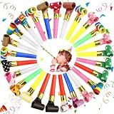 FAELNK 25 Stück Tröten Kindergeburtstag Krachmacher Luftrüssel Tröte Pfeife...