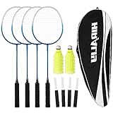 HIRALIY Badmintonschläger für Spiele im Freien, leichtes Badminton 4er-Set für Kinder &...