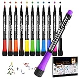 Cozevdnt Whiteboard Marker mit Schwamm Magnete, 12 Farbe Magnetisch Whiteboard Schwamm...