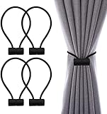 VEGCOO 4 Stück Magnetische Gardinen Raffhalter, Schwarz Gardinen Halter mit...