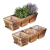Relaxdays Blumenkasten, 3 Fächer, Holz Pflanzkasten mit Folie, HxBxT: 12,5 x...