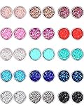15 Paar Faux Druzy Ohrstecker Set Edelstahl Runde Ohrringe Böhmische Ohrringe Schmuck...
