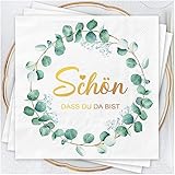 AFYHH 40Stück Servietten Hochzeit Geburtstag Eukalyptus 3-Lagige Schön Dass Du...
