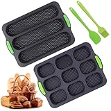 LUCKNIGHT Brötchen Backform, Silikon Baguette Backform Antihaft Baguetteform...