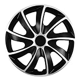Radkappen Radzierblende 13 14 15 16 17 Zoll Quad Bicolor Silber Schwarz 2 Stück...