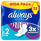 Always Ultra Binden Damen Gr. 2, Long (32 Damenbinden mit Flügeln) Giga Pack, dünn und...