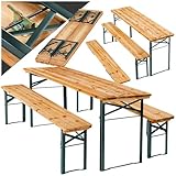 tectake® Bierzeltgarnitur klappbar, 3-teiliges Set, Festzeltgarnitur mit Tisch und...