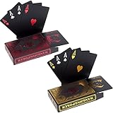 2 x Playing Cards Schwarze Wasserdichtes Pokerkarten Plastik Spielkarten aus PVC...