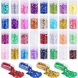 32 Dosen Glitzer Basteln 32 Farben Holographische Pailletten Glitter, Epoxidharz...