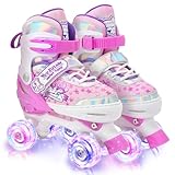 Verstellbare Rollschuhe für Kinder mit Leuchtenden Rädern, LED Inline Skates für...