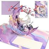 Cheynn Pop-Up Karte, Exquisite 3D Geschenkkarte Mond Hirsch Hase Geburtstagskarte mit...