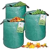 TTL Garden 3X 300L Gartensack Deckel & DOPPELTER Boden - selbststehend 4 Griffe 150gsm...