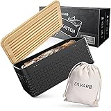 DIVARØ Brotkasten – Brotbox mit Bambusdeckel [2in1 Funktion] – Aus Karbonstahl für...