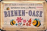 LANOLU Retro Blechschild Bienen-OASE Schild - Blechschilder Garten mit Sprüchen...