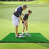 GYMAX Golfmatte 150 x 100 cm, Aufrollbare Golf-Schlagmatte, Golf-Übungsmatte mit 2...