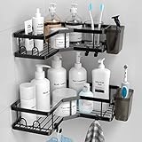 FINIBO Duschablage Ohne Bohren, 2 Stück Selbstklebend Eckregal Badezimmer Organizer,...