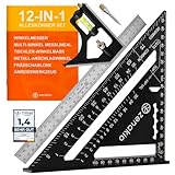 Zimmermannswinkel 12-IN-1 - Komplettes Set mit Anschlagwinkel (Set of 2) - Schreinerwinkel...