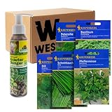 W West Boxx Set aus Kräuterdünger und Kräutersamen Petersilie, Pfefferminze, Basilikum,...