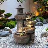 Arnusa Springbrunnen BK851 Wasserfall mit Beleuchtung Gartenbrunnen Zimmerbrunnen Kaskade...