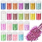 Tigvio Glitzer Set, 24 x 5g Glitzer Basteln mit Glitzerpulver und Glitter...