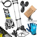 MASKO® Stufen-Sackkarre Treppenkarre Klappbar 80 kg Tragkraft 3x3 Treppensteiger inkl....