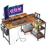 ODK L-förmiger Schreibtisch mit USB-Ladeanschluss & Steckdose, Eckschreibtisch...
