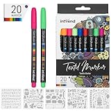 int!rend Textilstifte waschmaschinenfest 25er Set - Textilfarbe Textilmarker -...