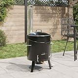 Furniture Item Home Gulaschkanone mit Schornstein und Deckel schwarz emaillierter...