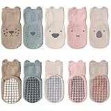 FedMois 5er Pack Baby Kleinkinder ABS rutschfeste Socken Sneaker Socken Tiermotive...