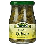 Feinkost Dittmann Grüne Kräuter-Oliven Trockeneingelegte Olivenfrucht ohne Stein - 170g,...